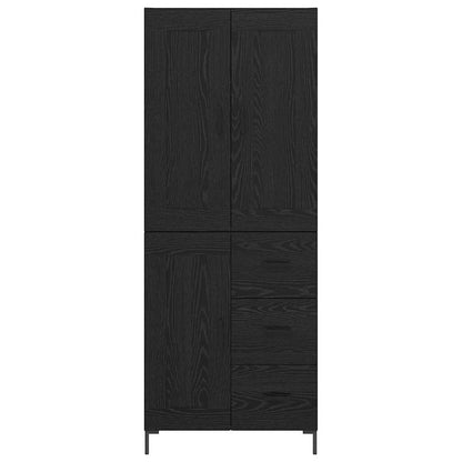 vidaXL Highboard with Drawer 2 pcs Black Oak Engineered Wood