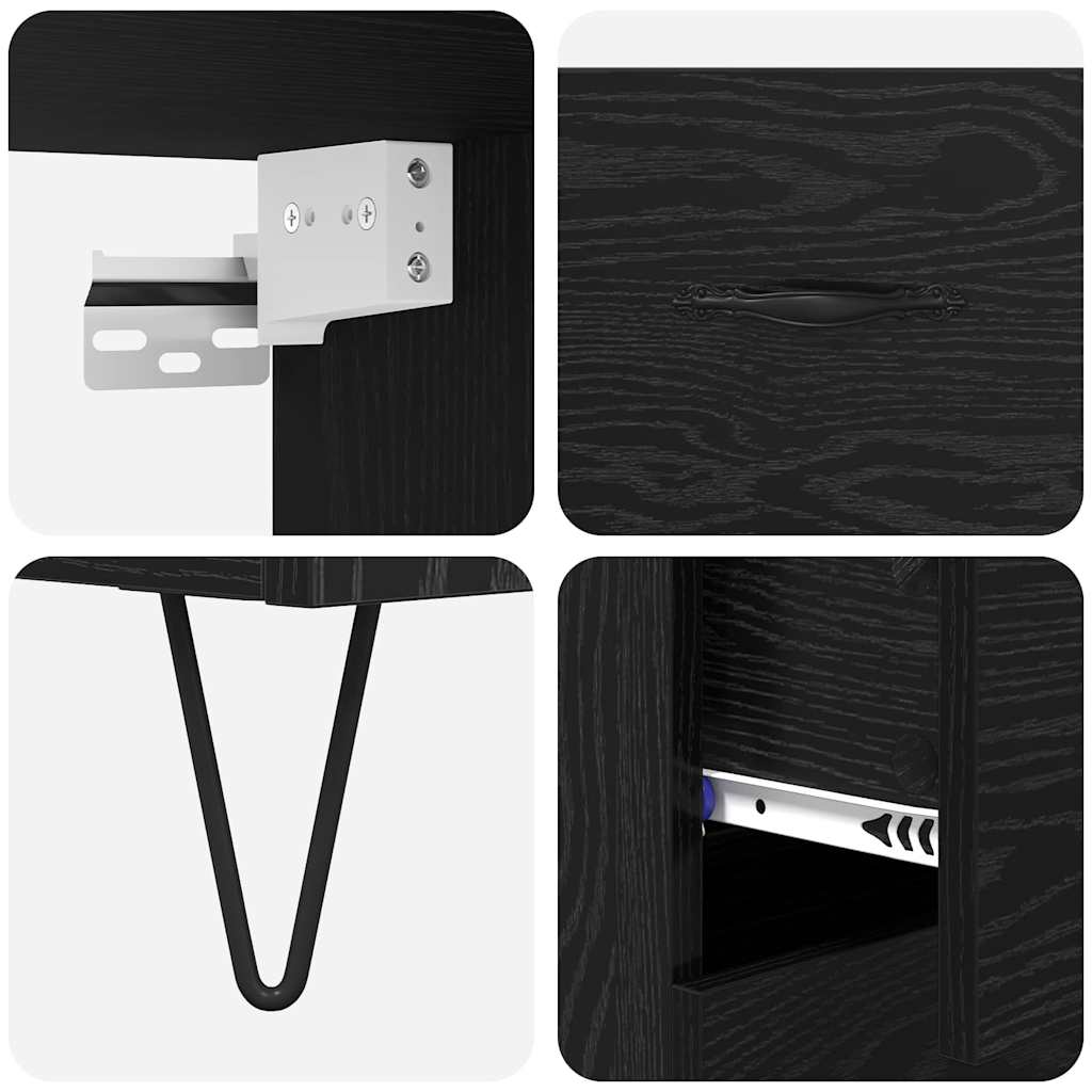 vidaXL Highboard with Drawer 2 pcs Black Oak Engineered Wood