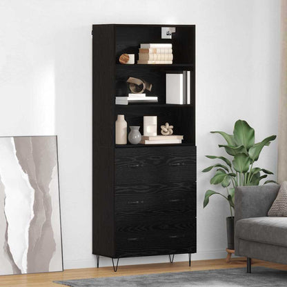 vidaXL Highboard with Drawer 2 pcs Black Oak Engineered Wood