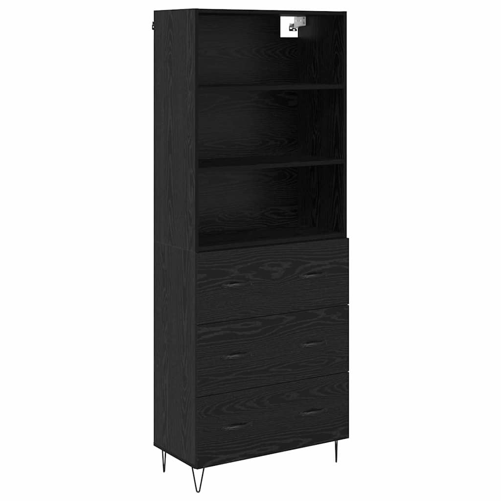 vidaXL Highboard with Drawer 2 pcs Black Oak Engineered Wood