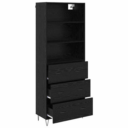 vidaXL Highboard with Drawer 2 pcs Black Oak Engineered Wood