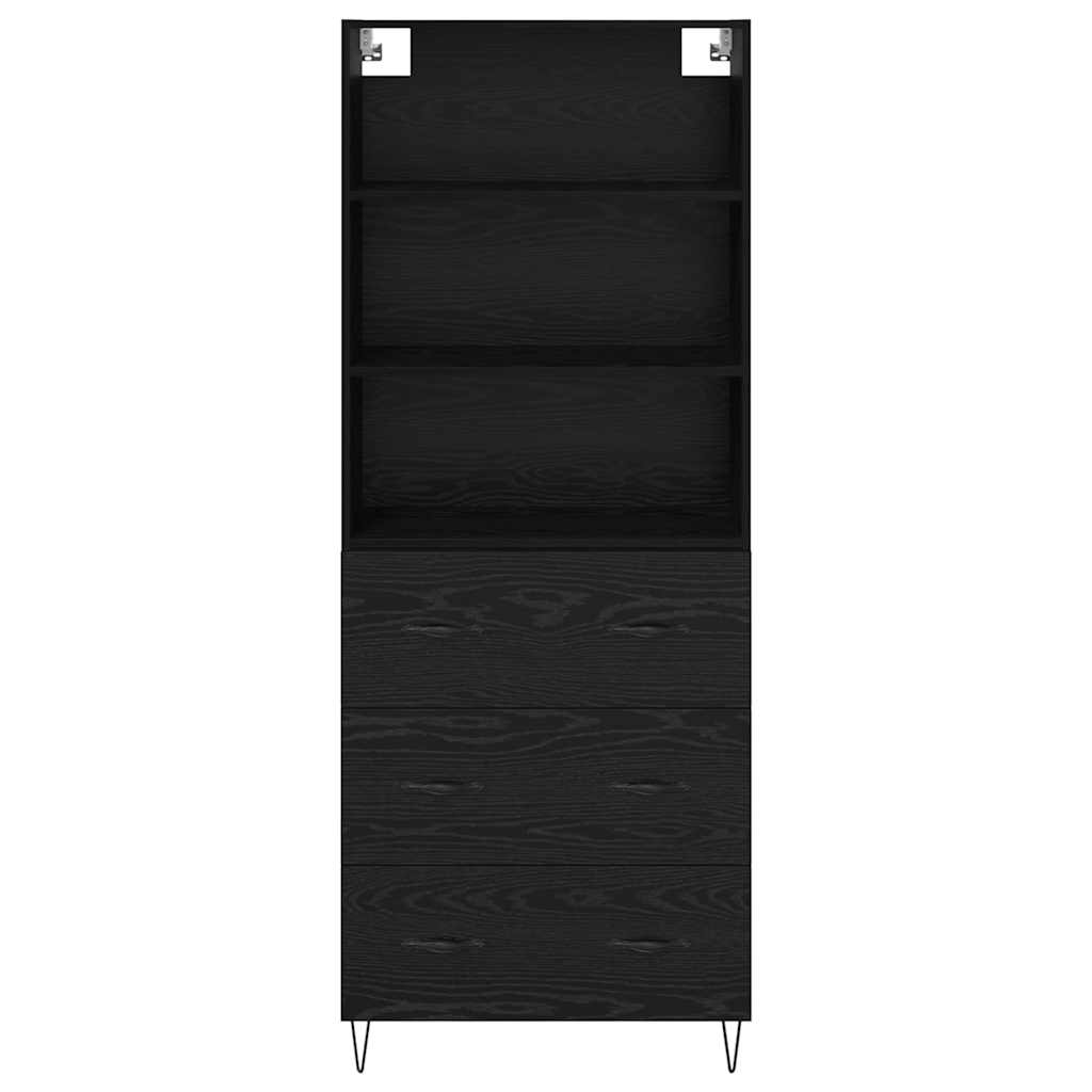 vidaXL Highboard with Drawer 2 pcs Black Oak Engineered Wood