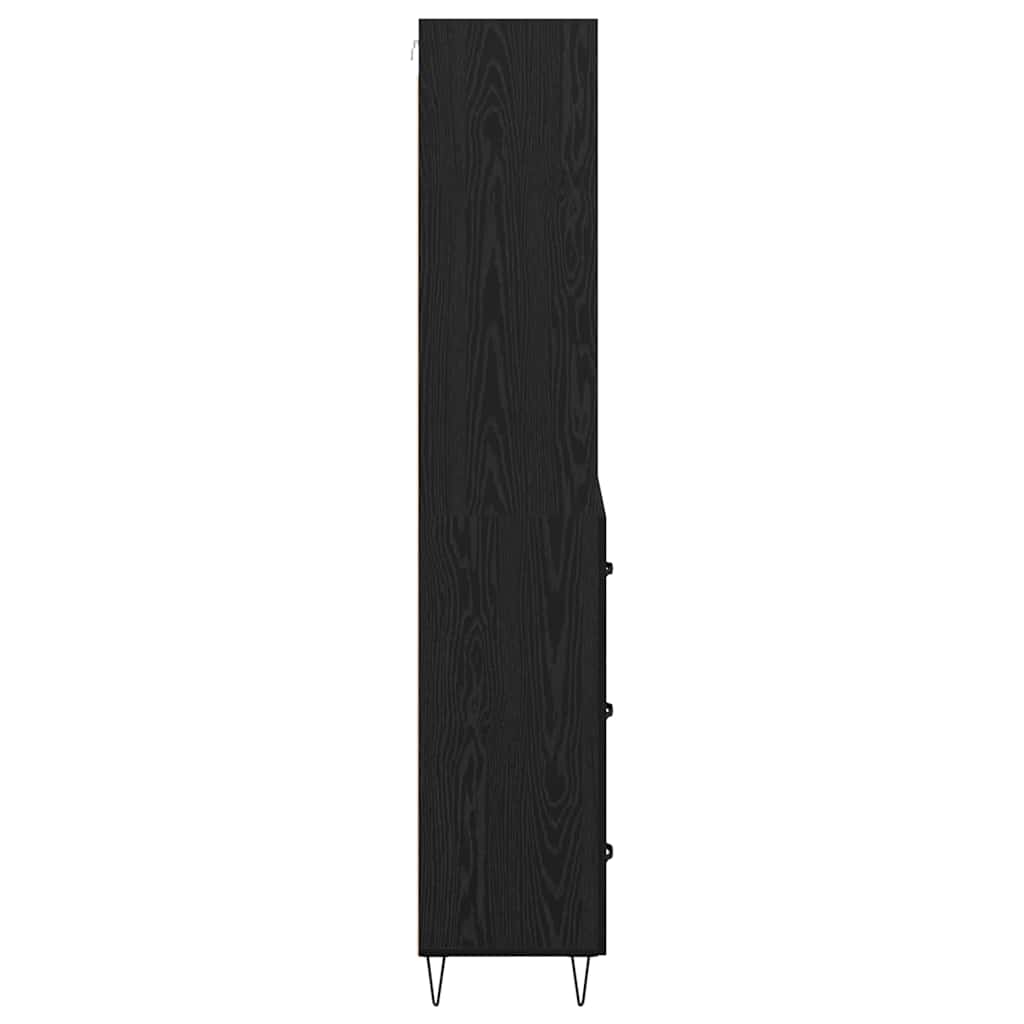 vidaXL Highboard with Drawer 2 pcs Black Oak Engineered Wood