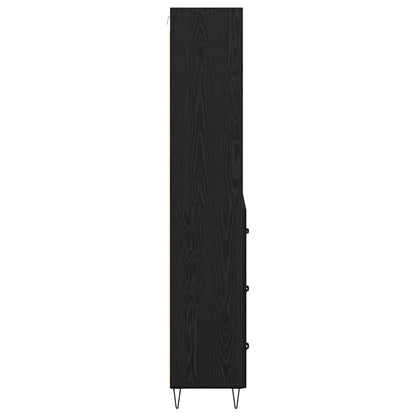 vidaXL Highboard with Drawer 2 pcs Black Oak Engineered Wood
