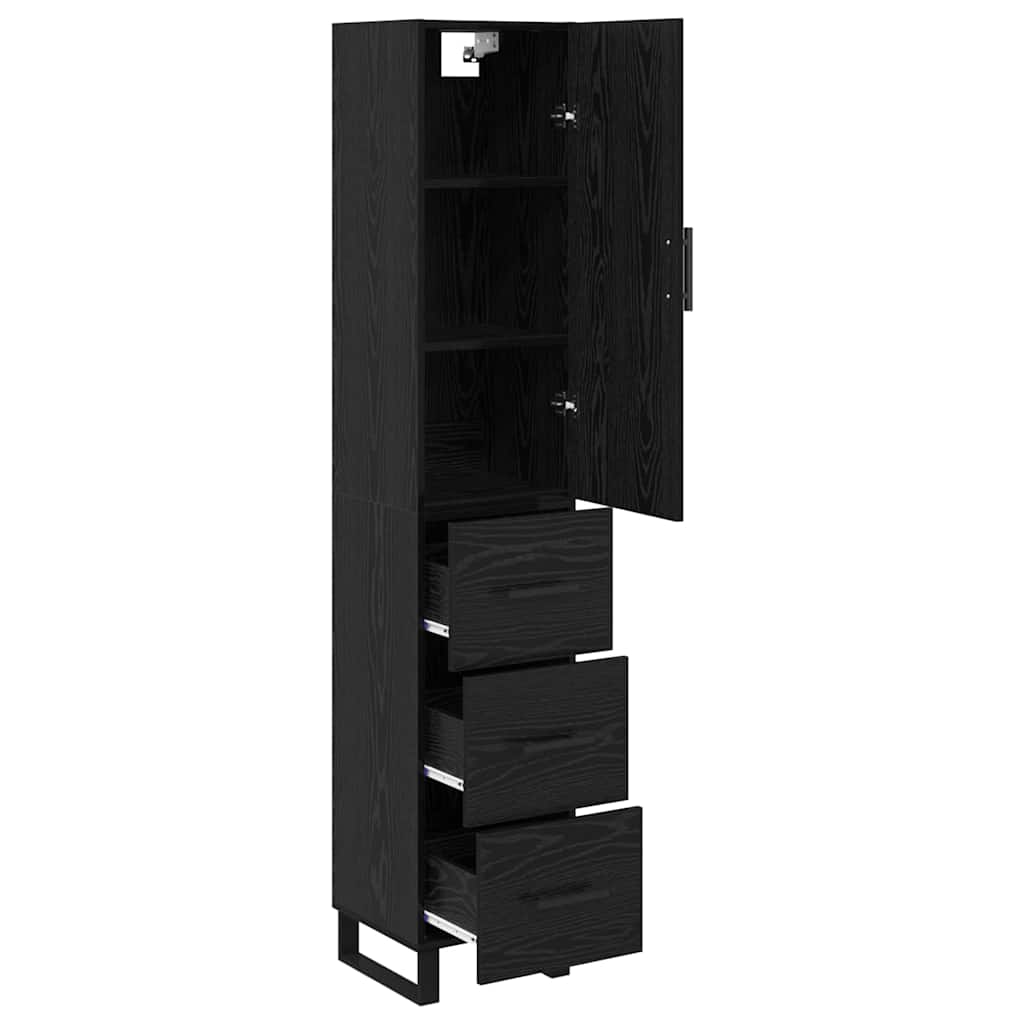 vidaXL Highboard Black Oak 34.5 x 34 x 180 cm Engineered Wood