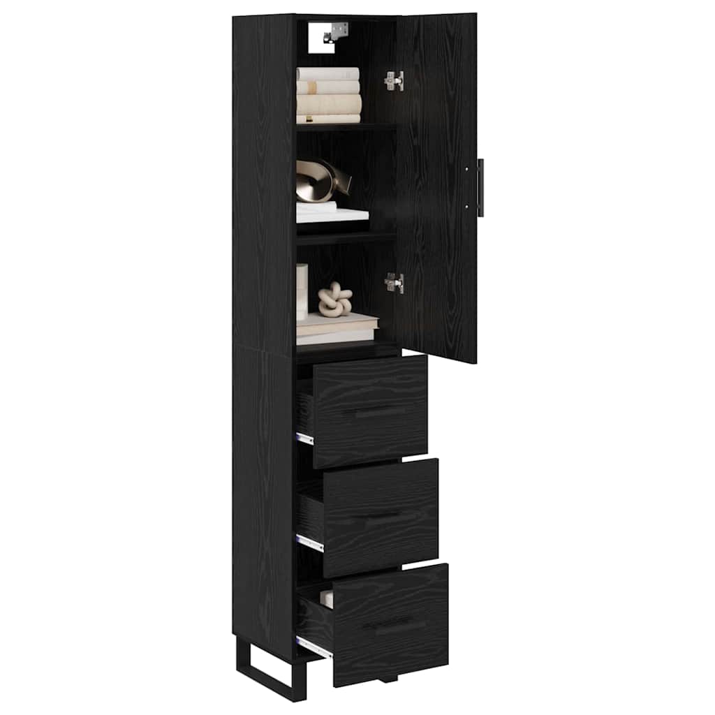 vidaXL Highboard Black Oak 34.5 x 34 x 180 cm Engineered Wood