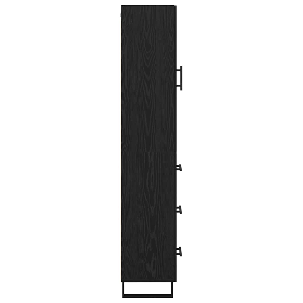 vidaXL Highboard Black Oak 34.5 x 34 x 180 cm Engineered Wood