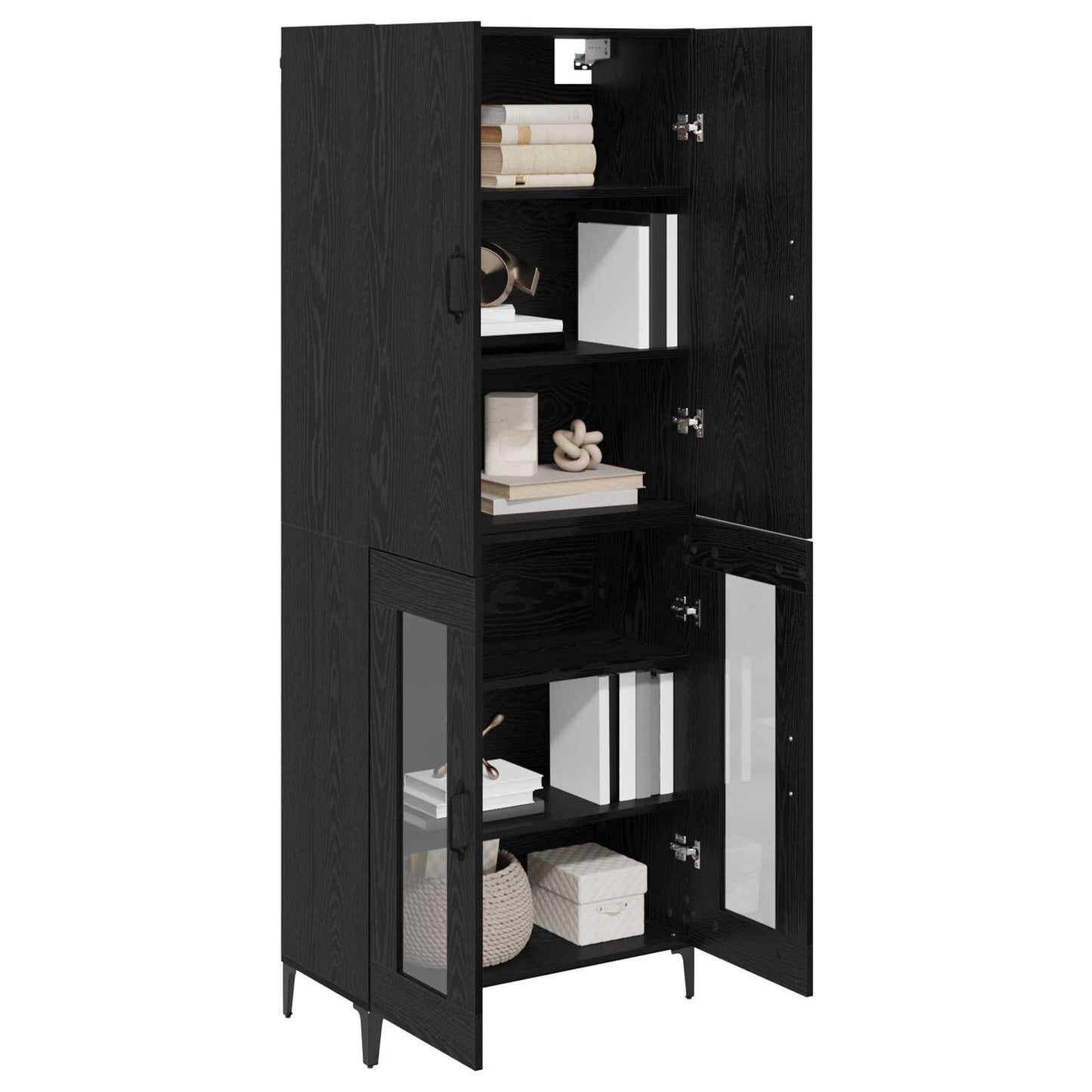 vidaXL Highboard Black Oak 69.5 x 34 x 180 cm Engineered Wood