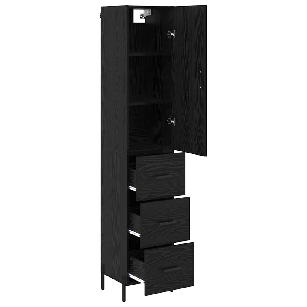 vidaXL Highboard Black Oak 34.5 x 34 x 180 cm Engineered Wood