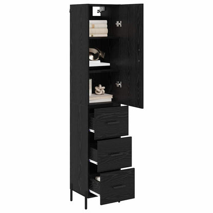vidaXL Highboard Black Oak 34.5 x 34 x 180 cm Engineered Wood