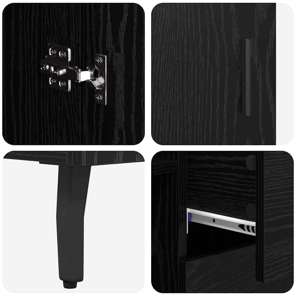 vidaXL Highboard with Drawer 2 pcs Black oak Engineered Wood and Glass