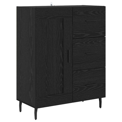 vidaXL Highboard with Drawer 2 pcs Black oak Engineered Wood and Glass
