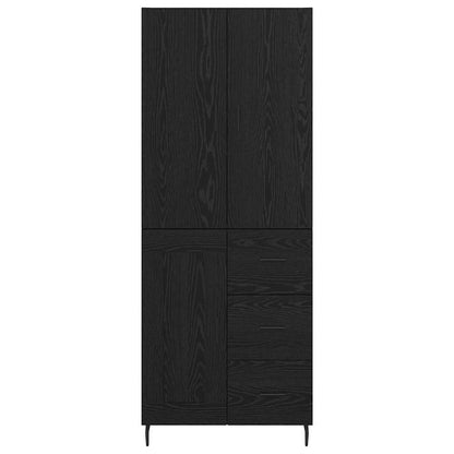 vidaXL Highboard with Drawer 2 pcs Black oak Engineered Wood and Glass