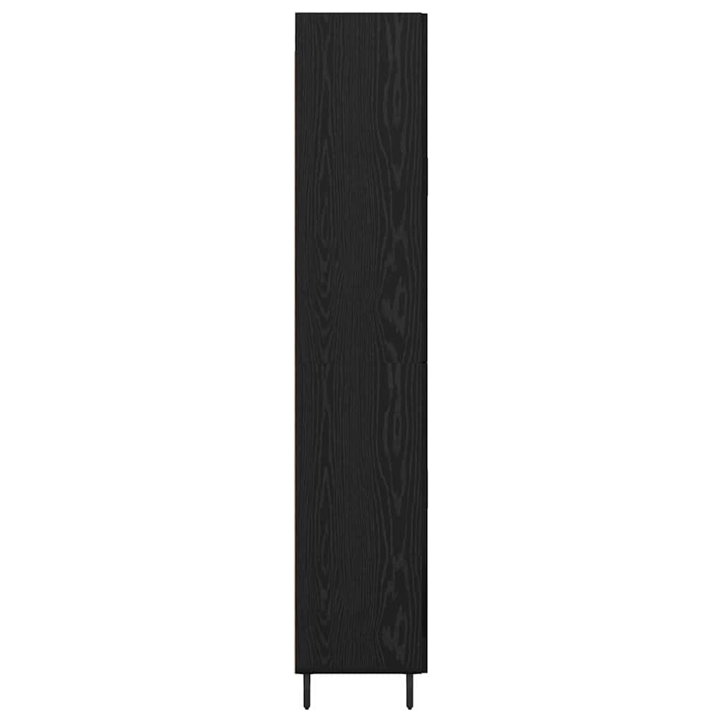 vidaXL Highboard with Drawer 2 pcs Black oak Engineered Wood and Glass