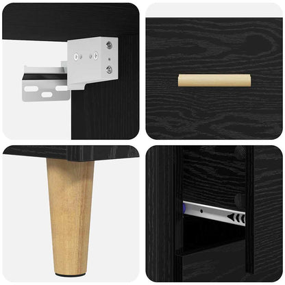 vidaXL Highboard Black Oak 69.5 x 32.5 x 180 cm Engineered Wood