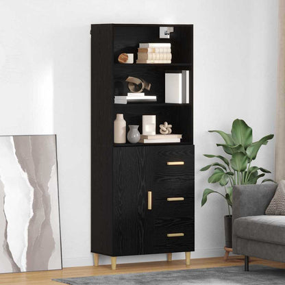 vidaXL Highboard Black Oak 69.5 x 32.5 x 180 cm Engineered Wood