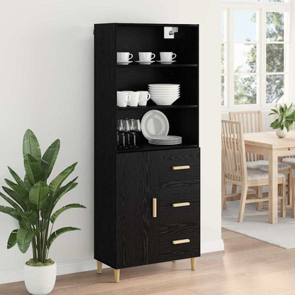 vidaXL Highboard Black Oak 69.5 x 32.5 x 180 cm Engineered Wood