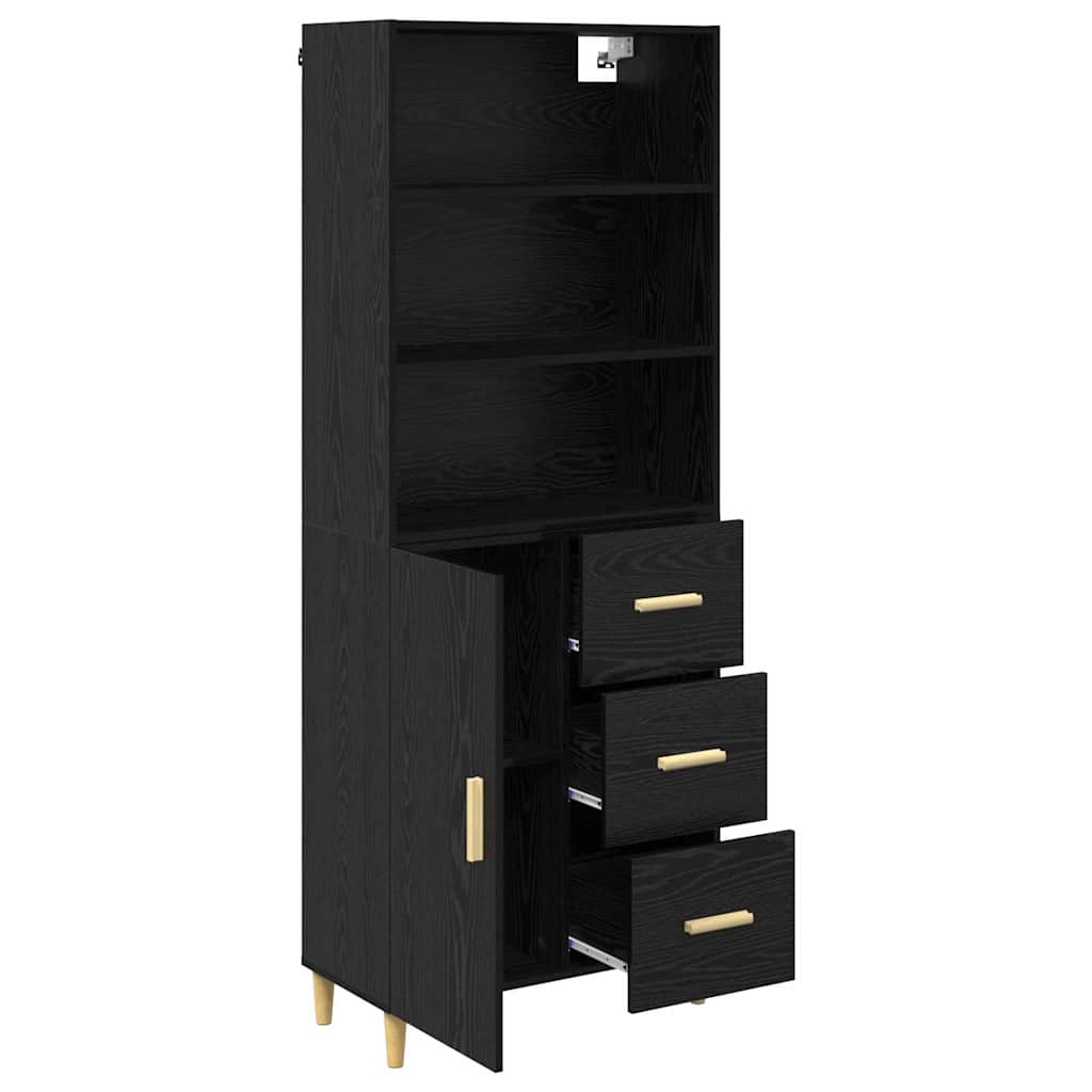 vidaXL Highboard Black Oak 69.5 x 32.5 x 180 cm Engineered Wood