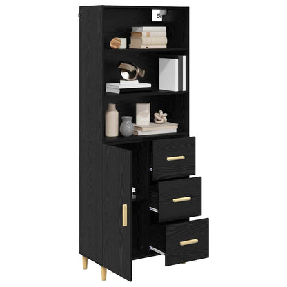 vidaXL Highboard Black Oak 69.5 x 32.5 x 180 cm Engineered Wood