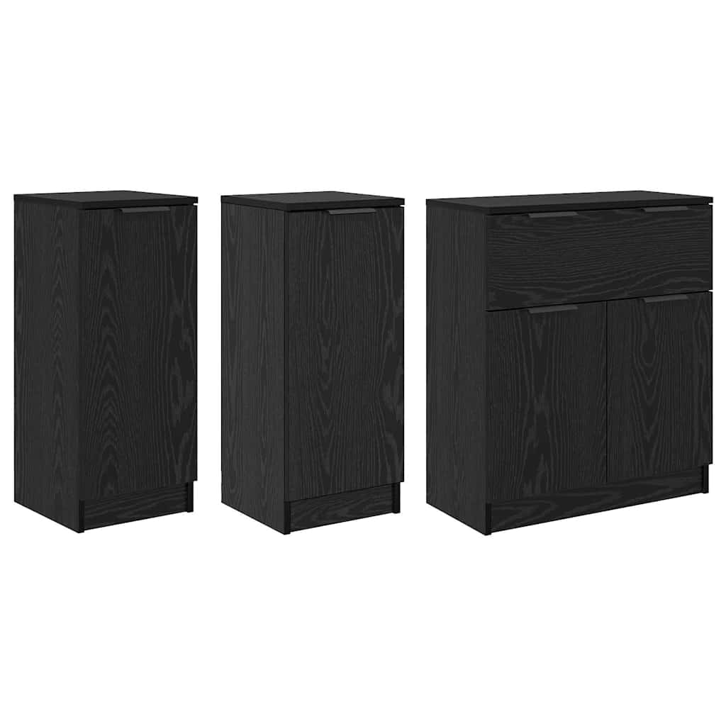 vidaXL Sideboard with Drawer 3 pcs Black oak Engineered Wood