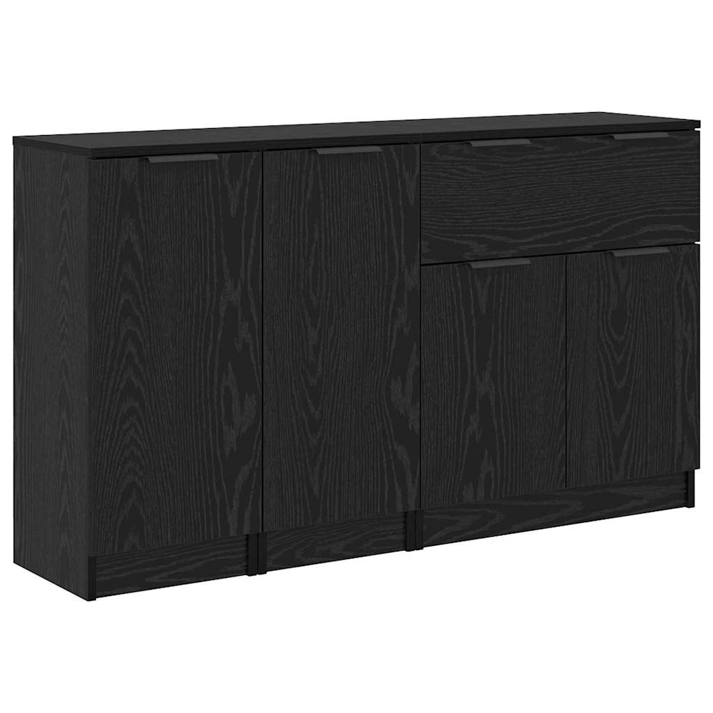 vidaXL Sideboard with Drawer 3 pcs Black oak Engineered Wood
