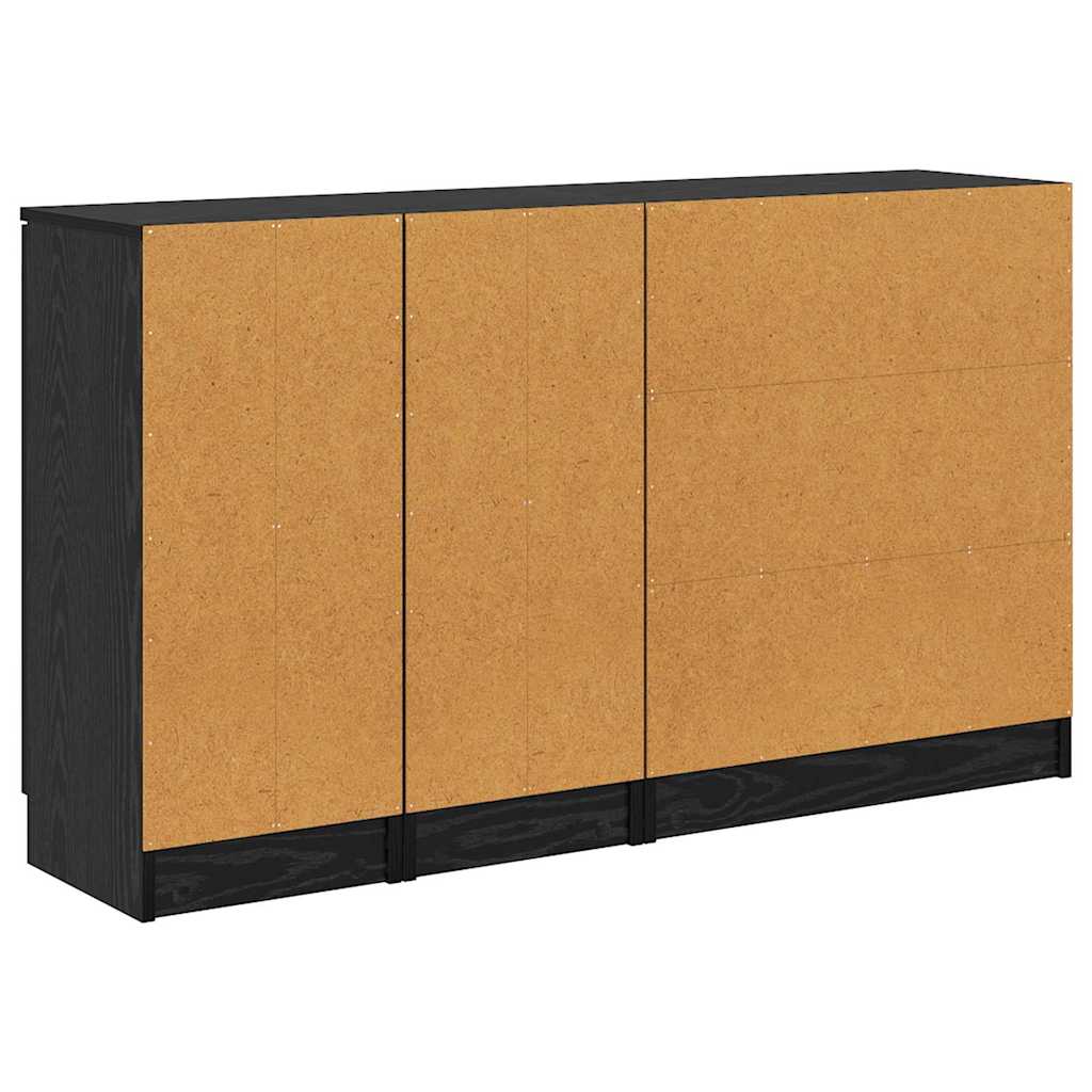 vidaXL Sideboard with Drawer 3 pcs Black oak Engineered Wood