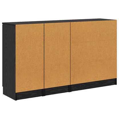 vidaXL Sideboard with Drawer 3 pcs Black oak Engineered Wood