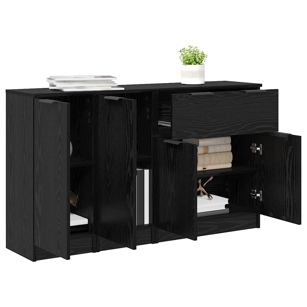 vidaXL Sideboard with Drawer 3 pcs Black oak Engineered Wood