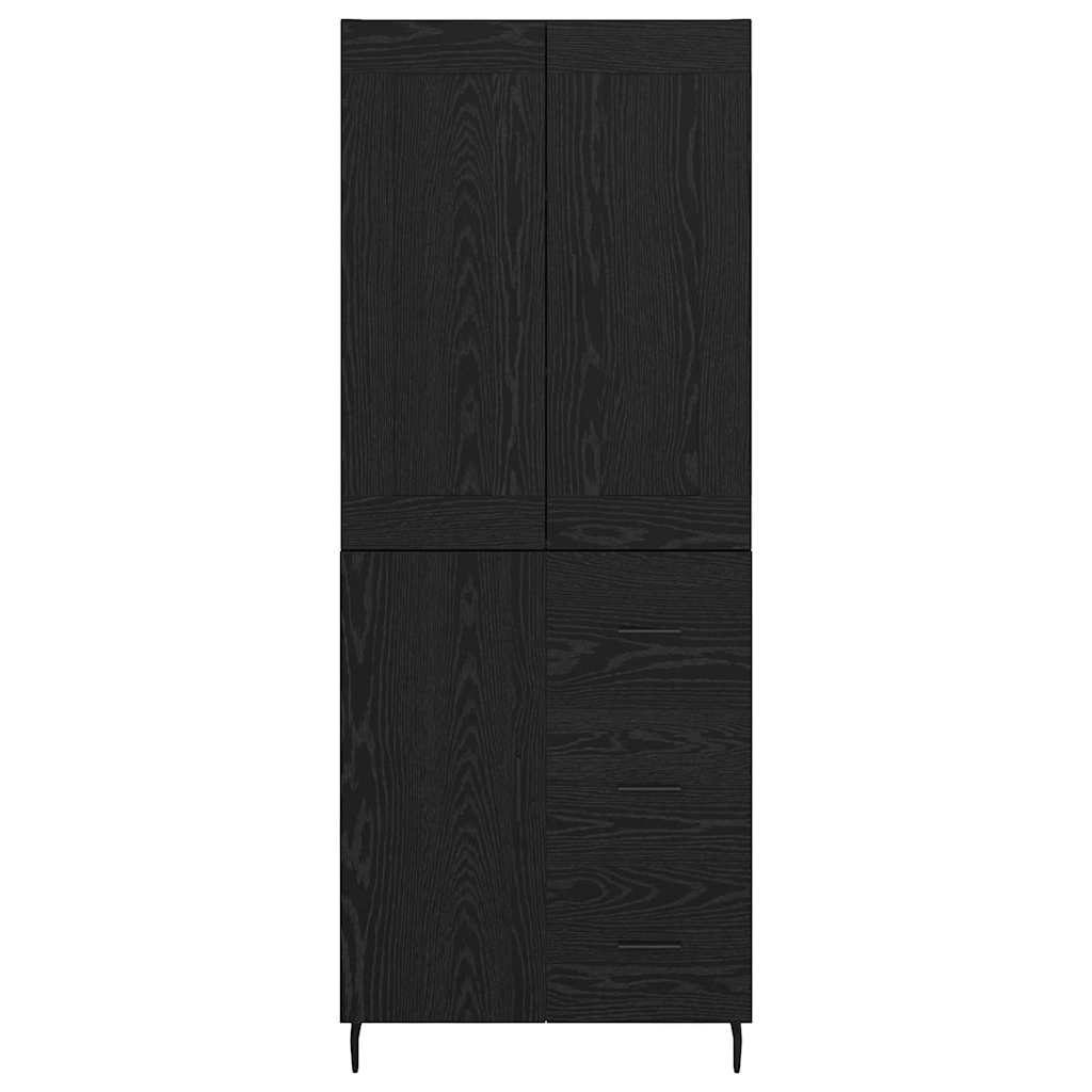vidaXL Highboard with Drawer 2 pcs Black Oak Engineered Wood