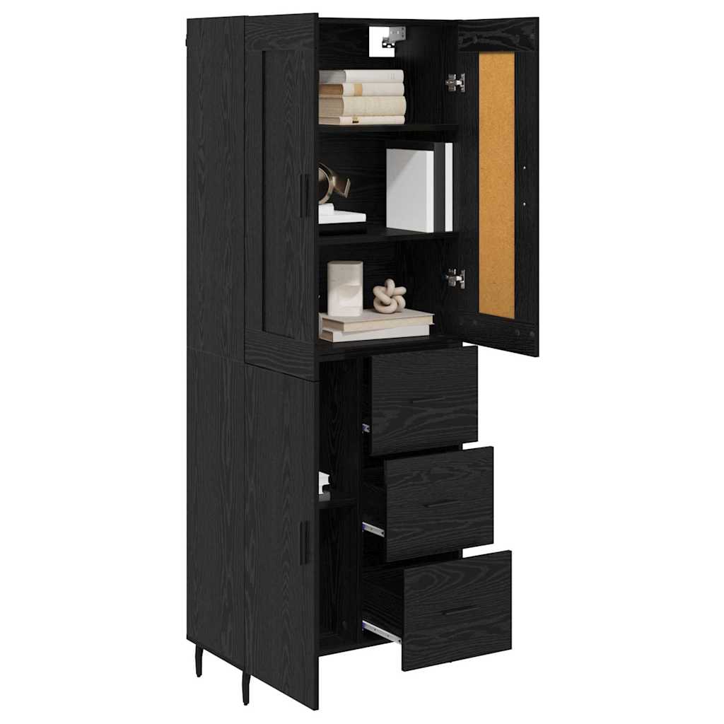 vidaXL Highboard with Drawer 2 pcs Black Oak Engineered Wood