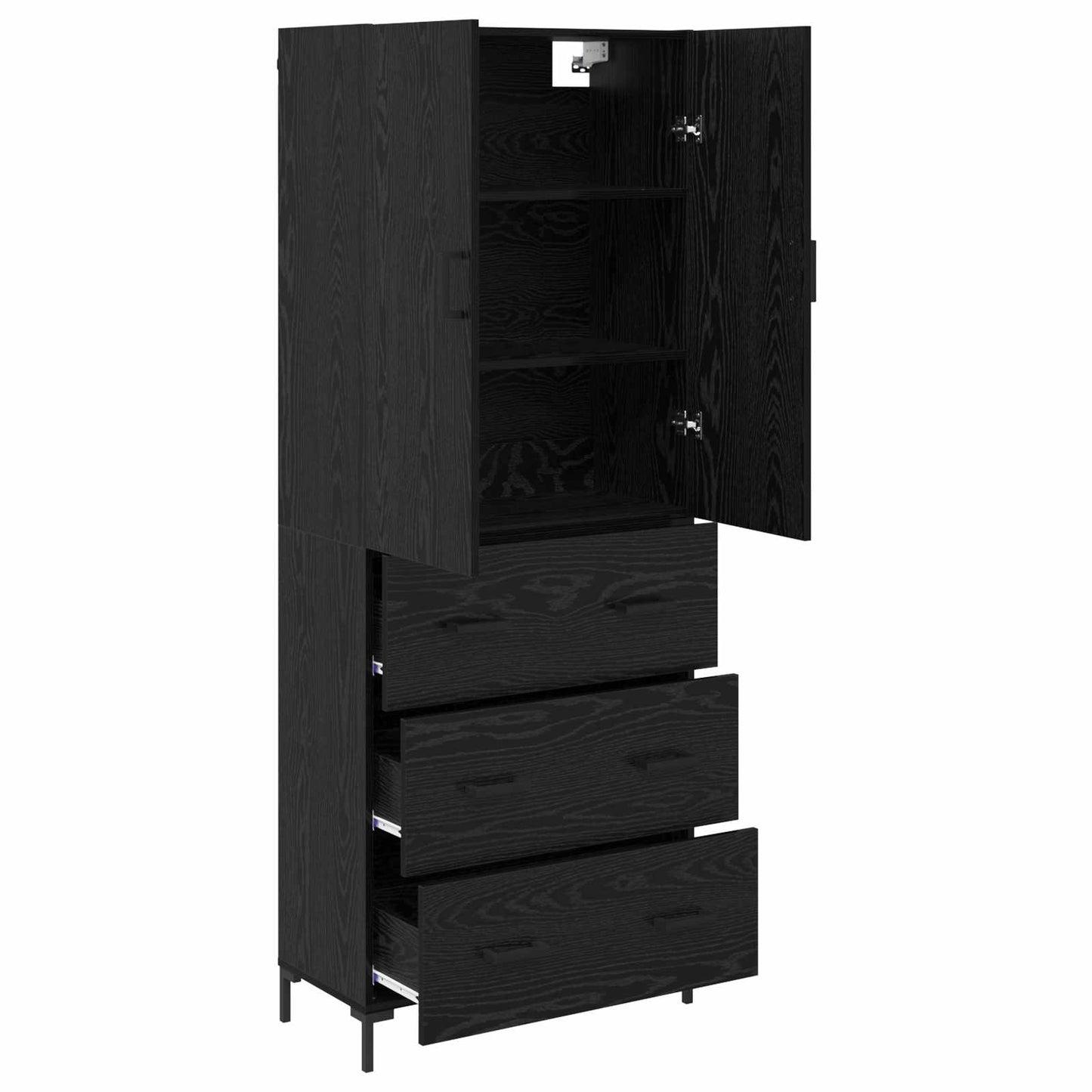 vidaXL Highboard Black Oak 69.5 x 34 x 180 cm Engineered Wood