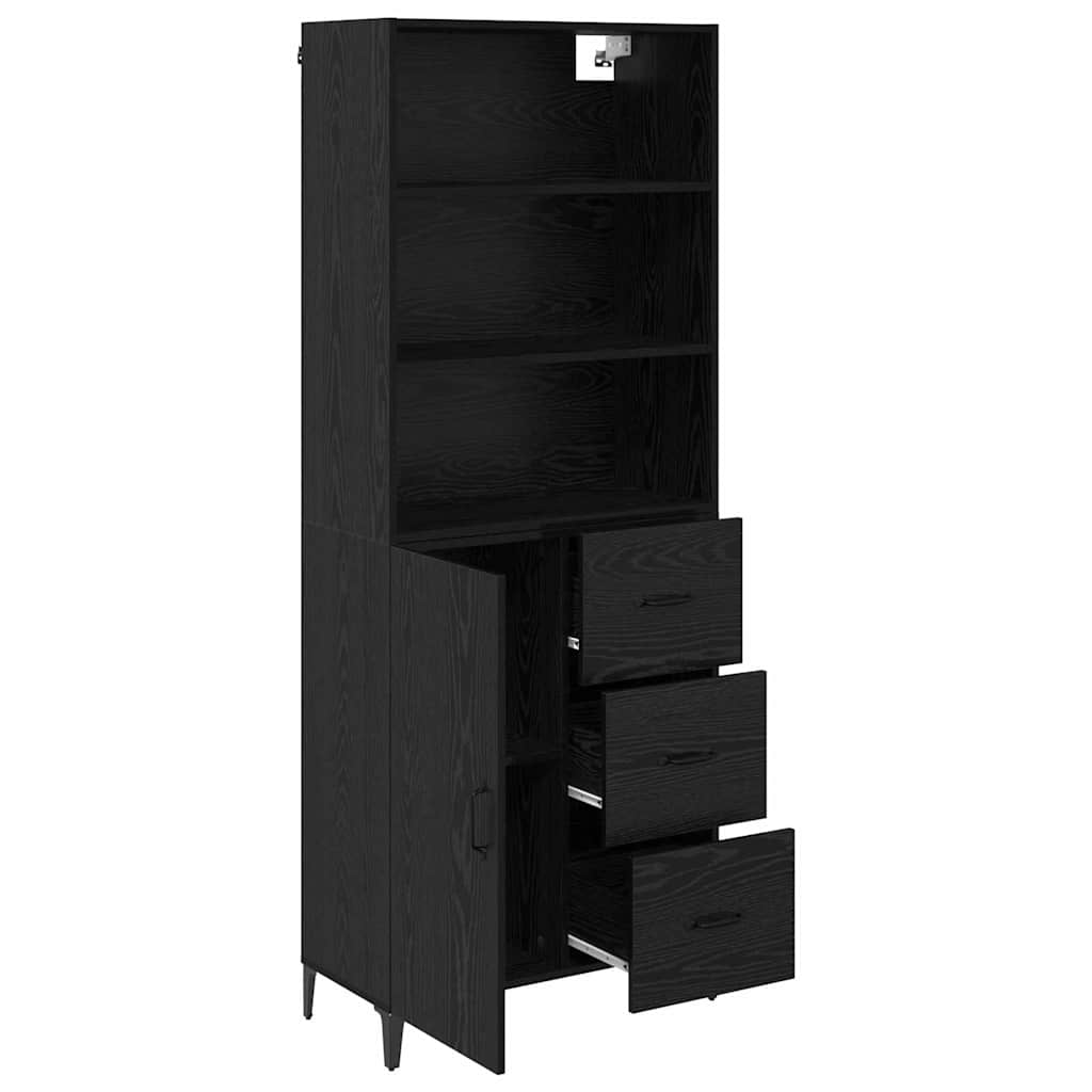 vidaXL Highboard Black Oak 69.5 x 34 x 180 cm Engineered Wood