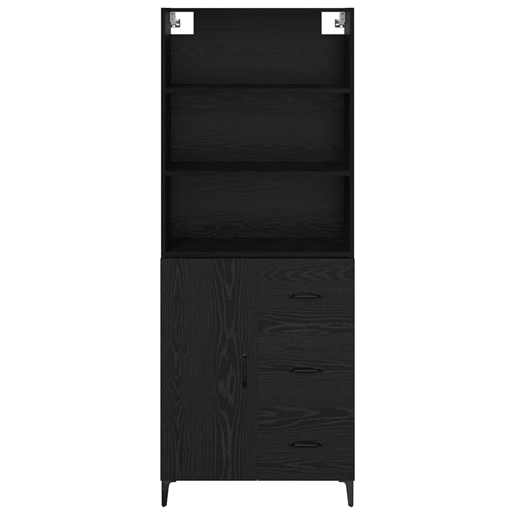 vidaXL Highboard Black Oak 69.5 x 34 x 180 cm Engineered Wood