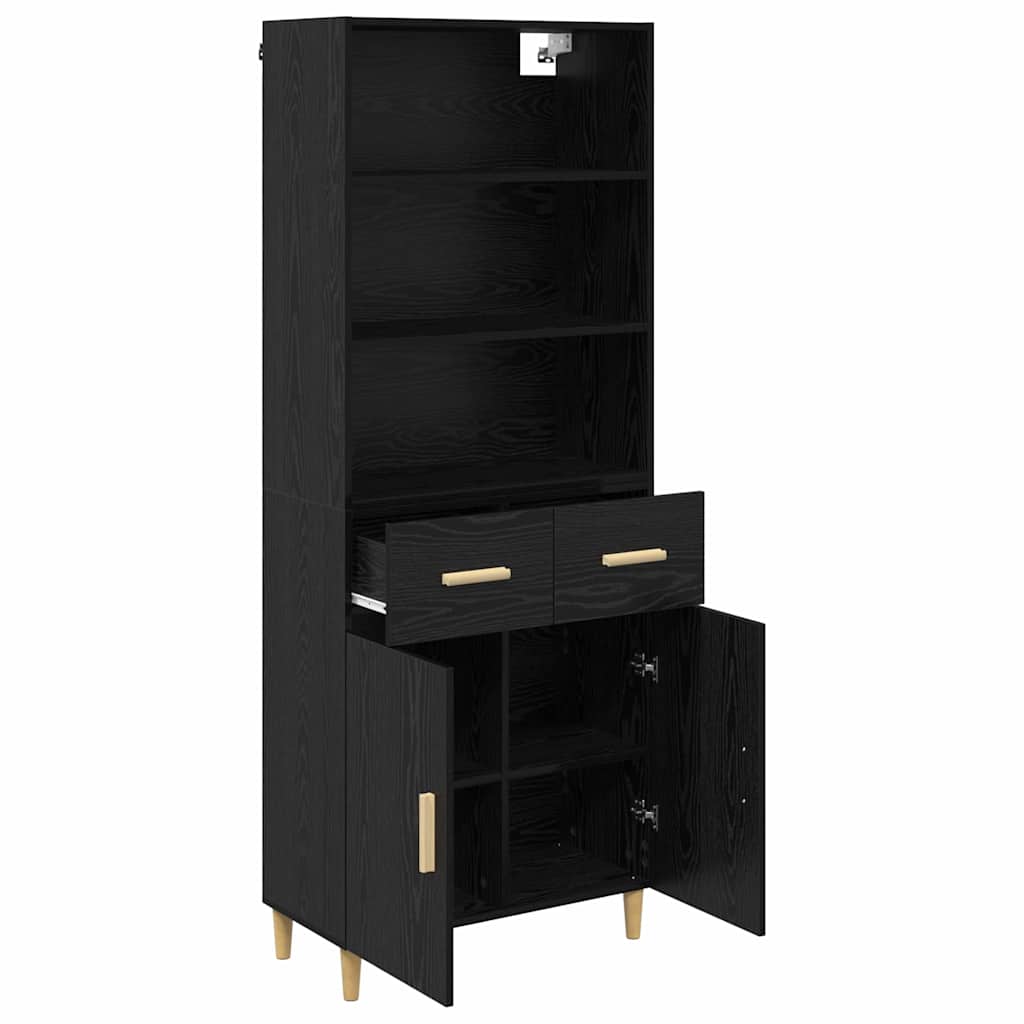 vidaXL Highboard Black Oak 69.5 x 32.5 x 180 cm Engineered Wood