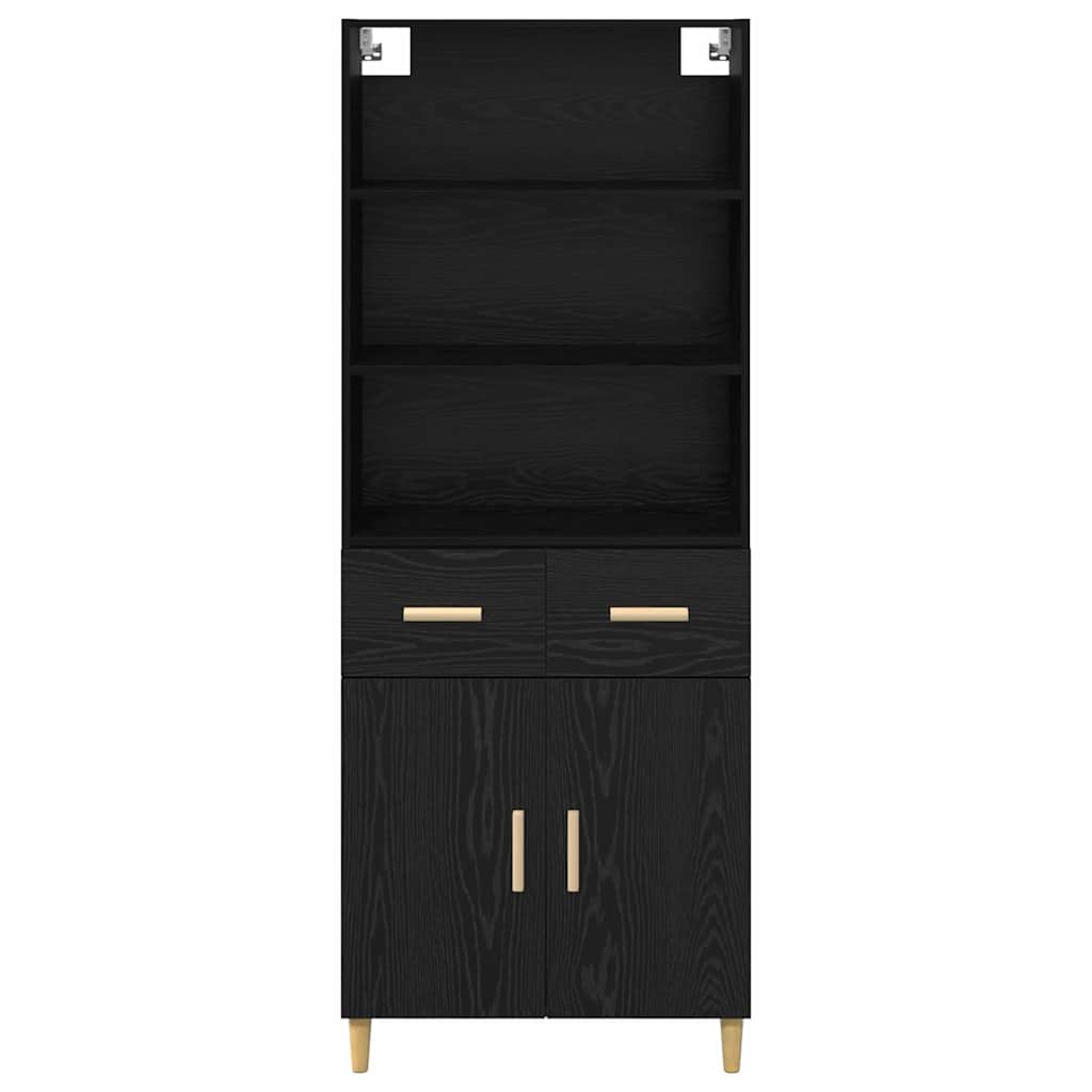 vidaXL Highboard Black Oak 69.5 x 32.5 x 180 cm Engineered Wood
