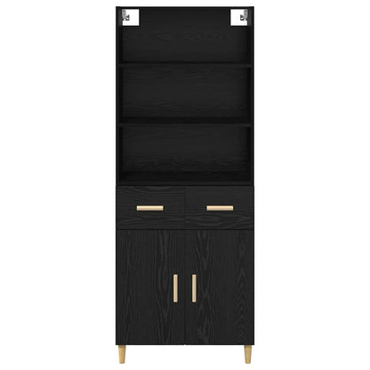 vidaXL Highboard Black Oak 69.5 x 32.5 x 180 cm Engineered Wood