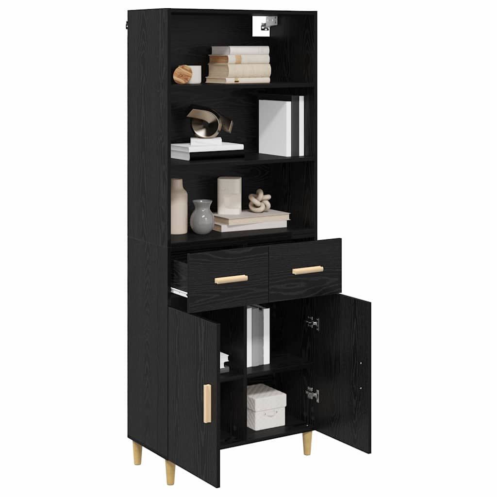 vidaXL Highboard Black Oak 69.5 x 32.5 x 180 cm Engineered Wood