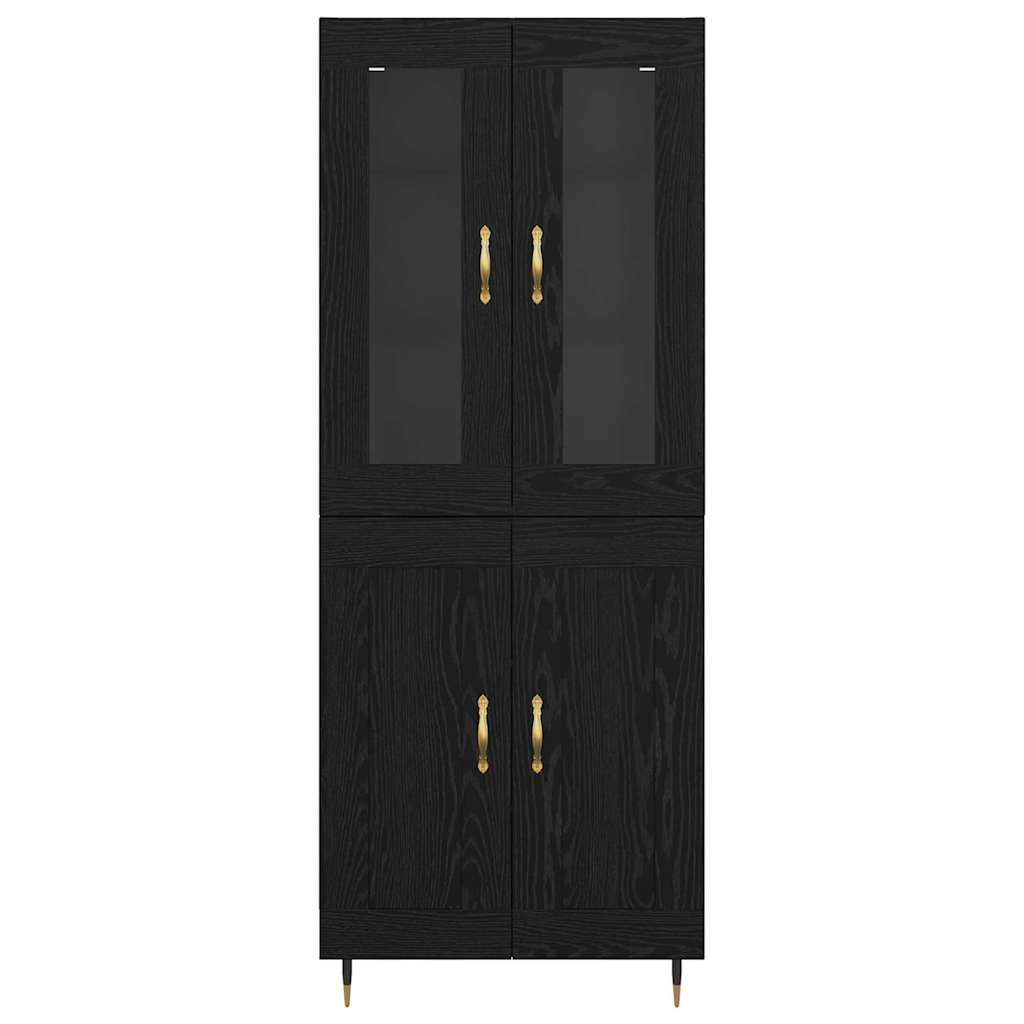 vidaXL Highboard 2 pcs Black Oak Engineered Wood