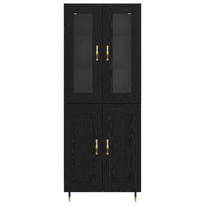 vidaXL Highboard 2 pcs Black Oak Engineered Wood