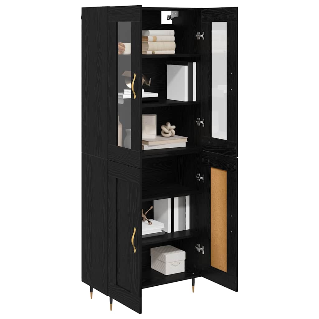vidaXL Highboard 2 pcs Black Oak Engineered Wood