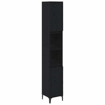 vidaXL Bathroom Furniture Set 3 pcs Black oak Engineered wood