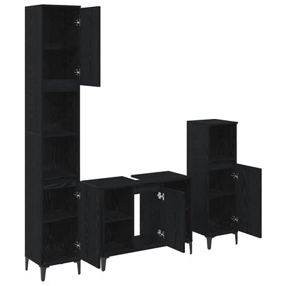 vidaXL Bathroom Furniture Set 3 pcs Black oak Engineered wood