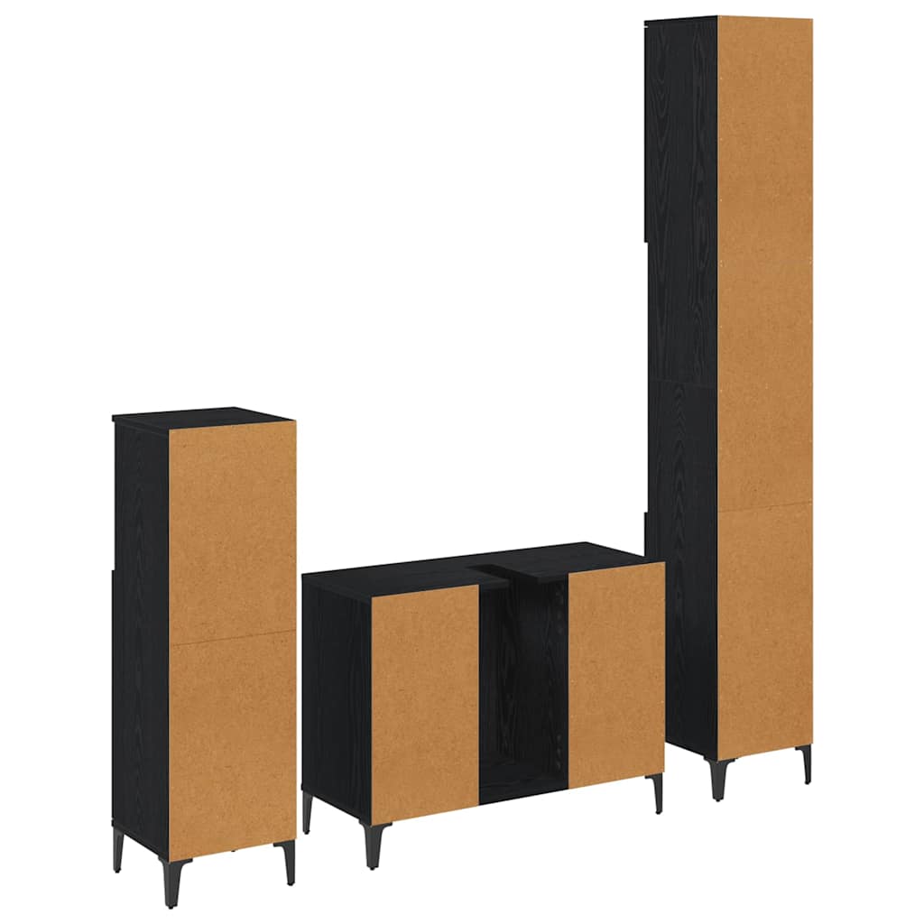 vidaXL Bathroom Furniture Set 3 pcs Black oak Engineered wood
