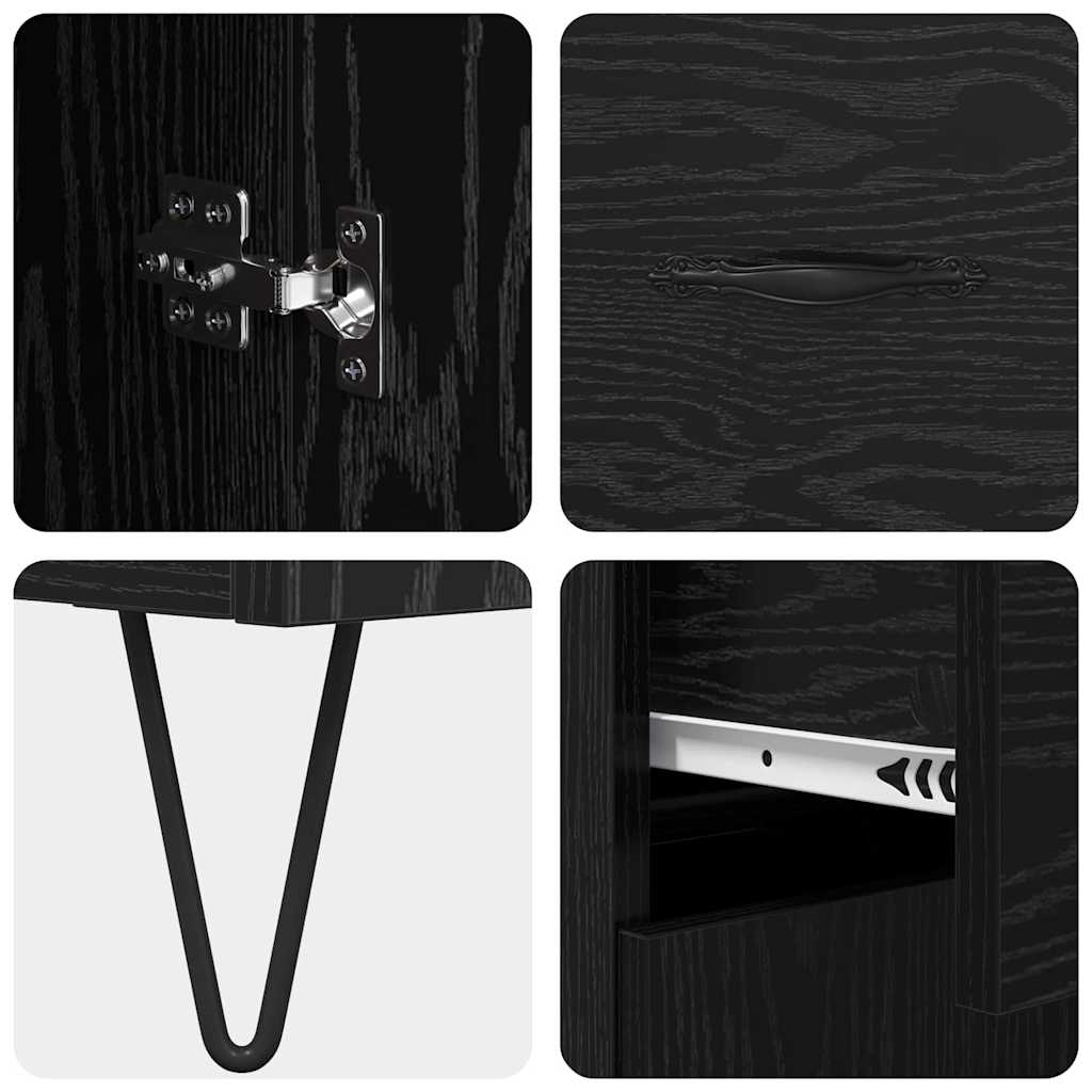 vidaXL Highboard Black Oak 69.5 x 34 x 180 cm Engineered Wood
