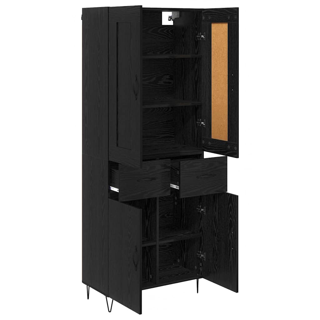vidaXL Highboard Black Oak 69.5 x 34 x 180 cm Engineered Wood