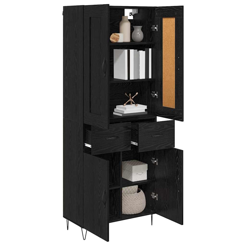 vidaXL Highboard Black Oak 69.5 x 34 x 180 cm Engineered Wood