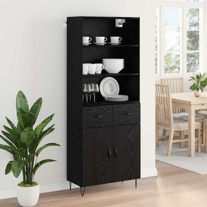 vidaXL Highboard with Drawer 2 pcs Black Oak Engineered Wood