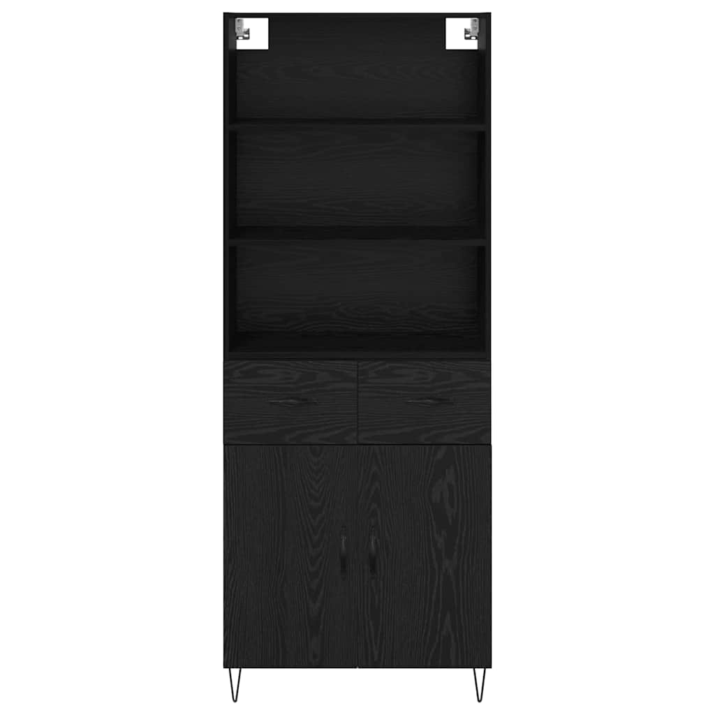 vidaXL Highboard with Drawer 2 pcs Black Oak Engineered Wood