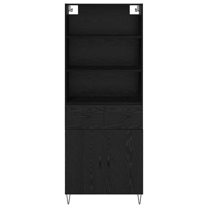 vidaXL Highboard with Drawer 2 pcs Black Oak Engineered Wood