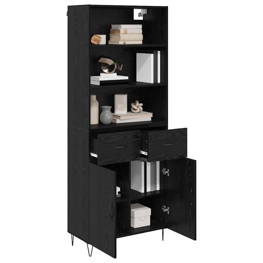 vidaXL Highboard with Drawer 2 pcs Black Oak Engineered Wood